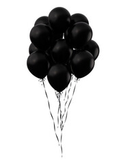 Black balloons bunch. Party celebration balloons on isolated background. 3d rendering. Applicable for black Friday design design.