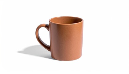 Obraz premium Brown Coffee Mug on White Background with Isolated Drinkware.