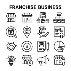 Vector franchise business symbol set. Outline symbols. Line design