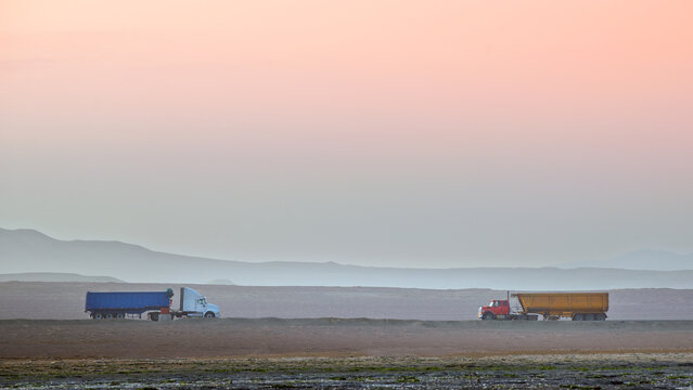 Trucks at desert