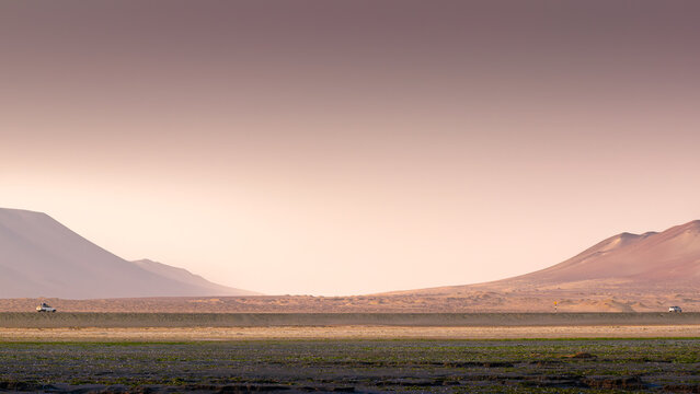 Mountain landscape in the morning desert