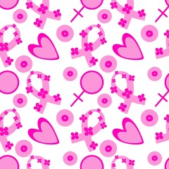 Fototapeta premium Breast cancer month seamless pink ribbon day mammogram pattern for medical accessories and medicine textiles