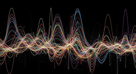 Abstract Data Visualization Waveform Lines with Particles