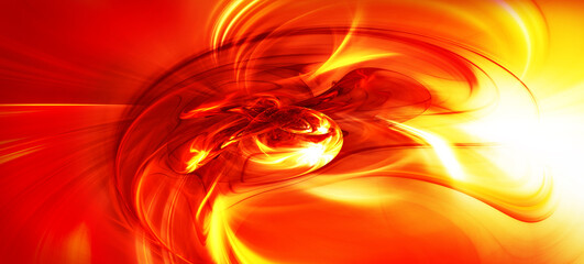 Abstract red ardent background with lighting effect. Futuristic pattern for presentations, posters, flyer, banner. Fractal for creative graphic design