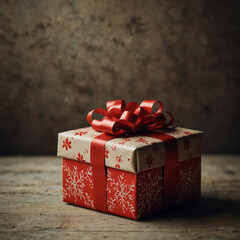 Elegant Christmas Present Box on Festive High Contrast White and Colored Background