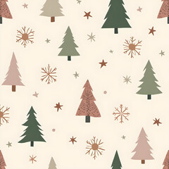 Obraz premium Festive winter trees and stars pattern design