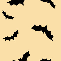 Halloween seamless pattern Bats on creamy background spooky spirit autumn holiday Vector illustration