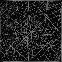 Halloween spider web pattern on black background