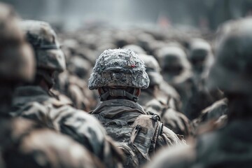 Soldier in Formation -Military Teamwork and Discipline