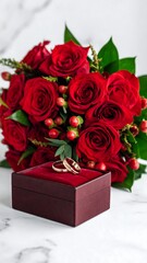 Red roses and rings