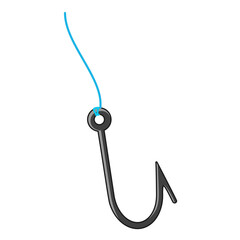 Barbed fishing hook and fishing line vector graphic