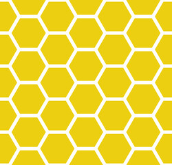 Yellow geometric honeycomb hexagonal shapes in seamless repeating vector pattern