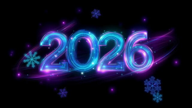 Glowing 2026 new year background with sparkling snowflakes