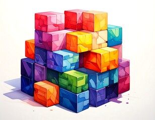 Colorful abstract cube composition