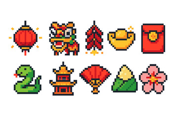 Obraz premium Chinese new year 3d icon set. celebrate with festive, colorful icon collection