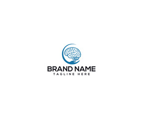 Brain Symbol Concept: A stylized logo illustration features a delicate rendering of the human brain, cradled gently within a supportive hand, symbolizing care, knowledge.