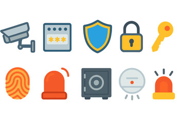 Security, protection icon set. flat design for digital, password, lock, safety solutions