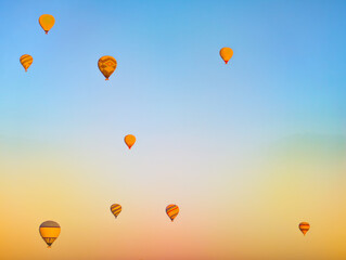 Balloons in Cappadocia at sunrise