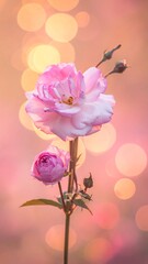 Delicate pink roses in soft light