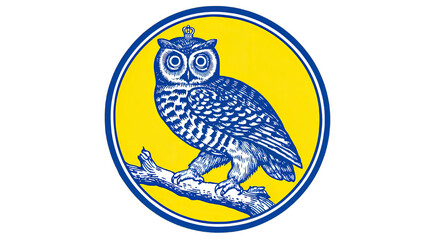 Detailed illustration of owl perched on a branch transparent background