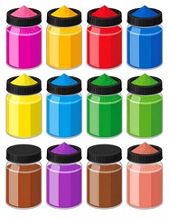 Colorful powder containers