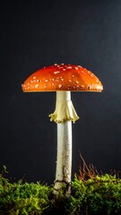 Red mushroom on moss