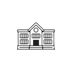 Simple black and white line drawing of a two story building facade