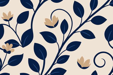 Seamless floral pattern with leaves, a vintage vector illustration for textile design or wallpaper