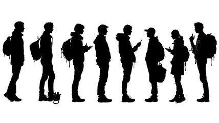 Collection of teacher silhouettes engaging with students in a dynamic educational environment