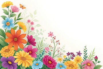 Colorful Flower Arrangement in Bright Shades With a Soft Background