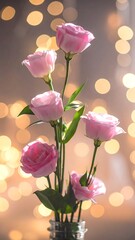 Delicate pink flowers in bokeh