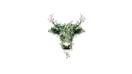 Floral deer head composition against transparent background for decorative designs