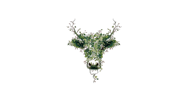 Floral deer head composition against transparent background for decorative designs - Powered by Adobe
