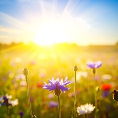 Sunlit wildflowers