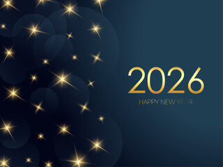 Golden number 2026, Happy new year greeting for the celebration of the New year 2026.Happy New Year lettering with shiny stars,glitters. Luxury Celebration Background.Happy New Year  poster,banner.