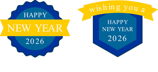 Happy New Year 2026 Celebration Badges Set