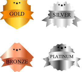 Gold Silver Bronze Platinum Award Badges Set