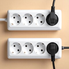 Two white power strips
