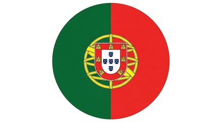 Portugal Flag, National Symbol, Circular Design.