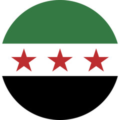 Syria country round flag. New circular icon national flag of Syrian Arab republic. Syria flag in circle shape button, badge, banner.