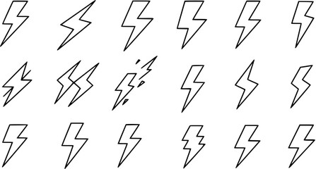 Lightning Bolt Seamless Pattern: Hand-Drawn Thunder Symbol Design