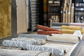 Various soft and beautiful carpet in the hardware store section
