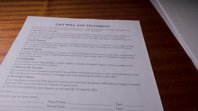 Will Document Legal Form Estate Planning Testament Paper 2