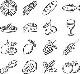 Minimal Food Ingredient Line Drawing Vector Set