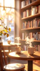 Cozy cafe with sunlight