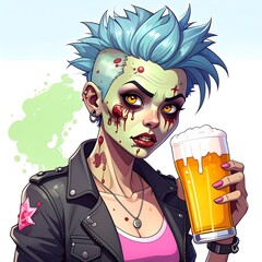 Zombie girl with beer