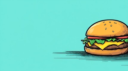 Simple, colorful illustration of a hamburger