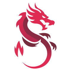 Red Dragon Logo Icon – Modern Chinese Mythical Creature Symbol Design for Branding and Esports