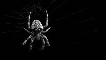 spider in the web with black background