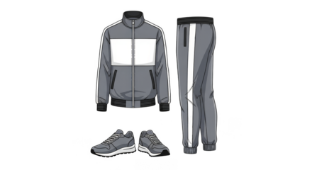Gray tracksuit  sneakers illustration